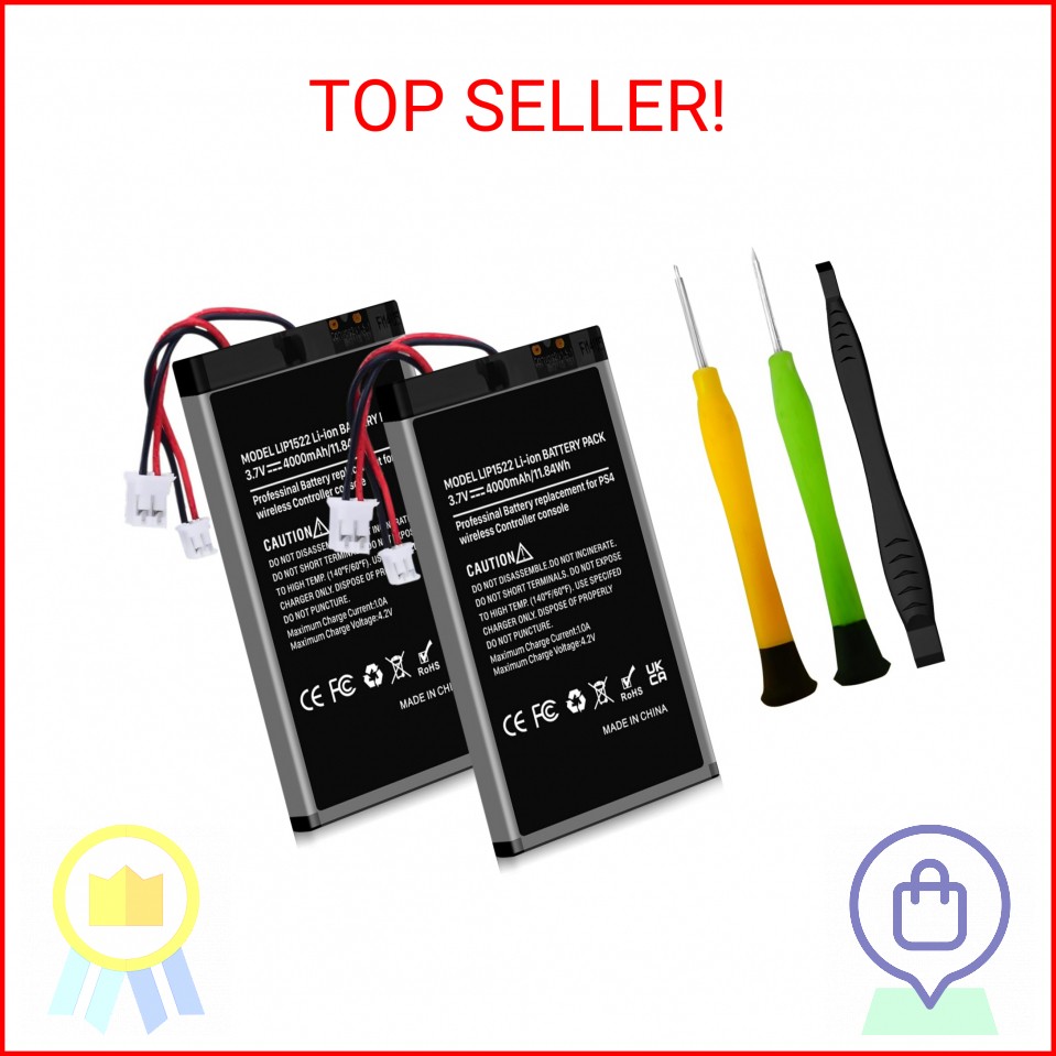 WAVYPO 4000mAh PS4 Controller Battery, Replacement for PS4/PS4 Pro/PS4 Slim Play