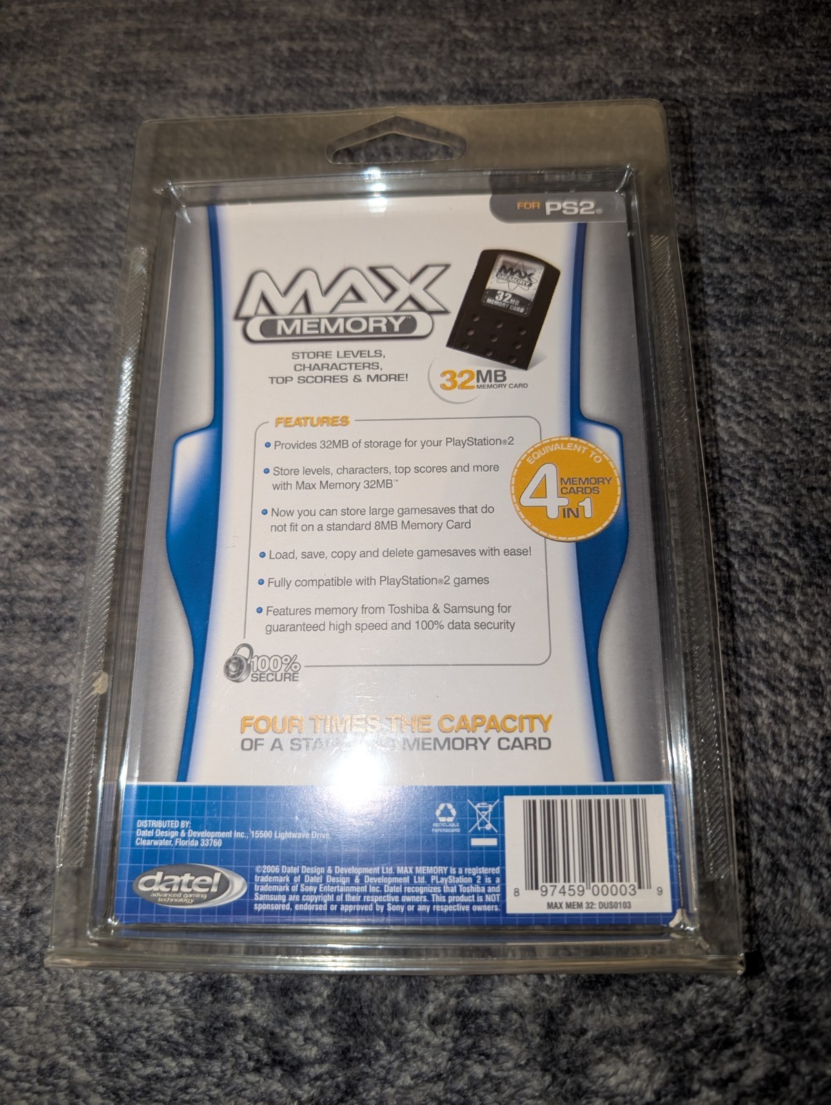 2006 Datel Max Memory Card 32 MB for Sony Playstation 2 New Old Stock Sealed
