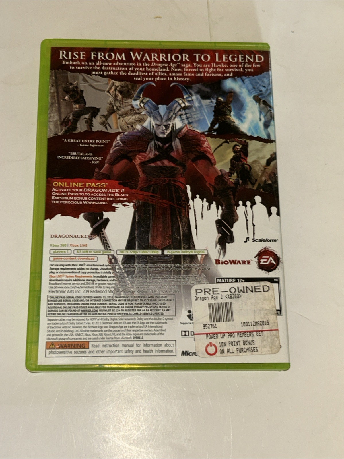 Dragon Age 2 II (Xbox 360, 2011) CIB Tested and Working