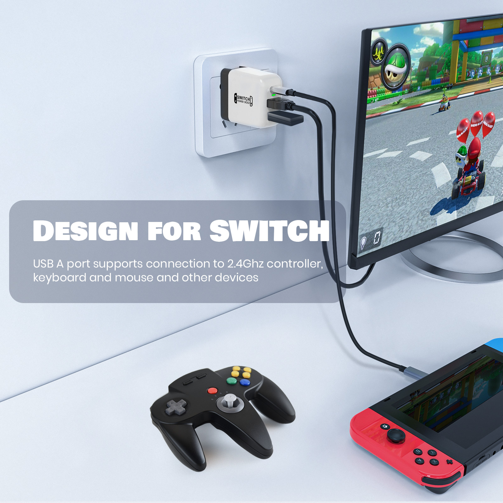 3 in 1 TV Dock Station for Nintendo Switch 36W Portable Charger Docking Station