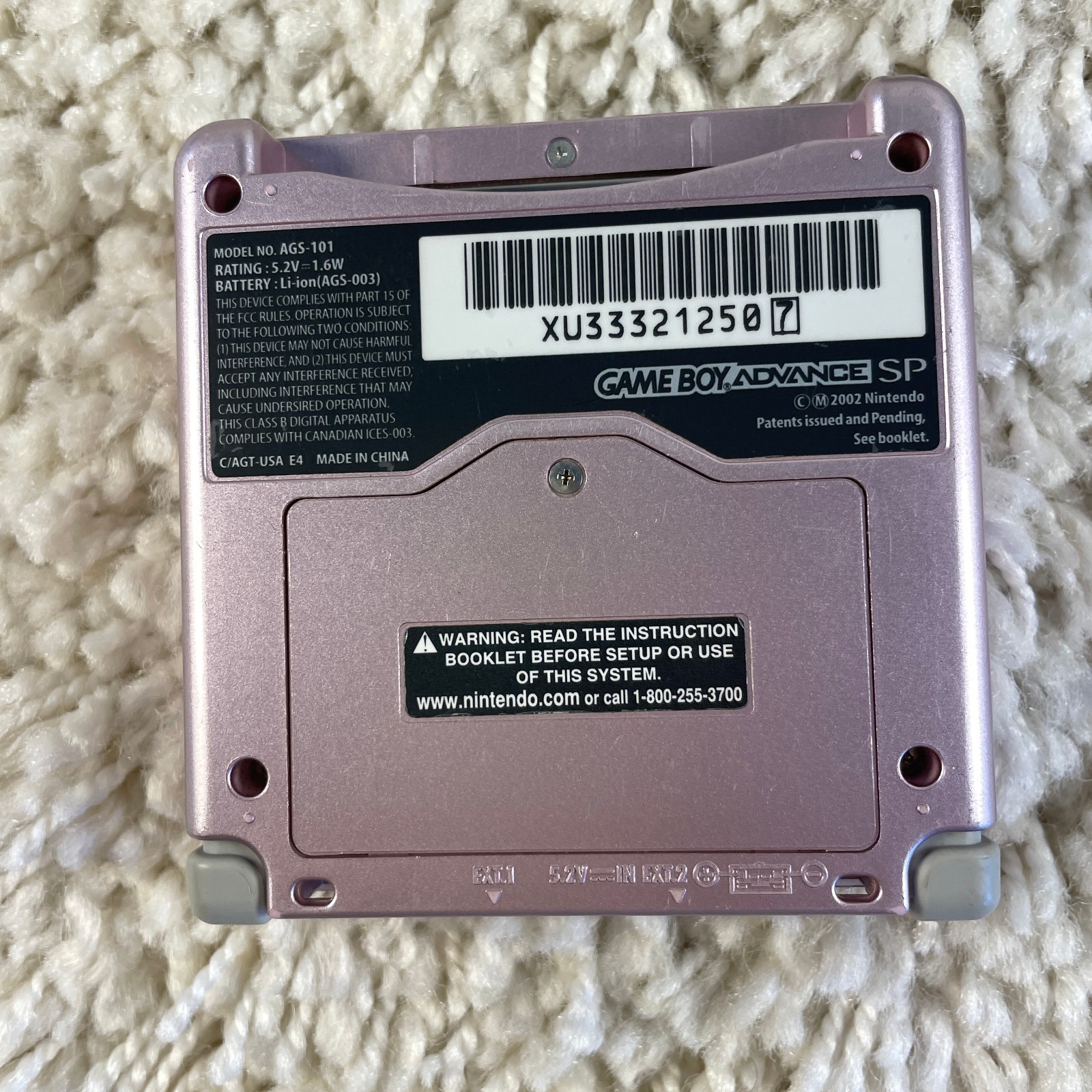 Nintendo Gameboy Advance GBA SP Handheld System Pearl Pink Model AGS-101 Tested