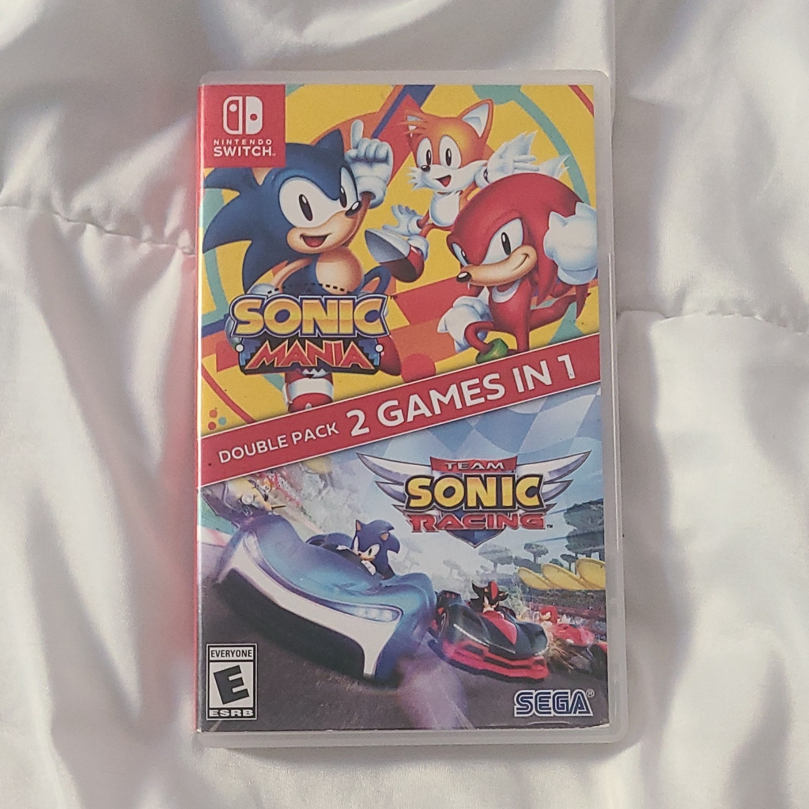 Sonic Mania + Team Sonic Racing Double Pack Switch Case and Cartridge