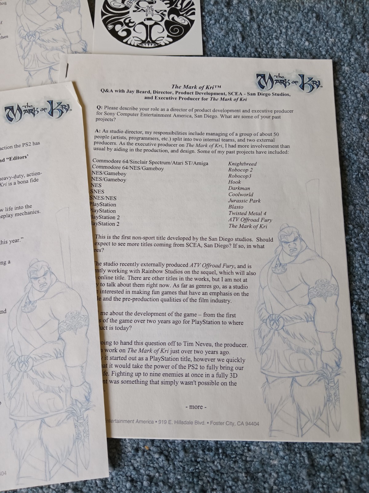 2002 PS2 The Mark of Kri Press Folder – Assets DISC TESTED Q&A with Jay Beard
