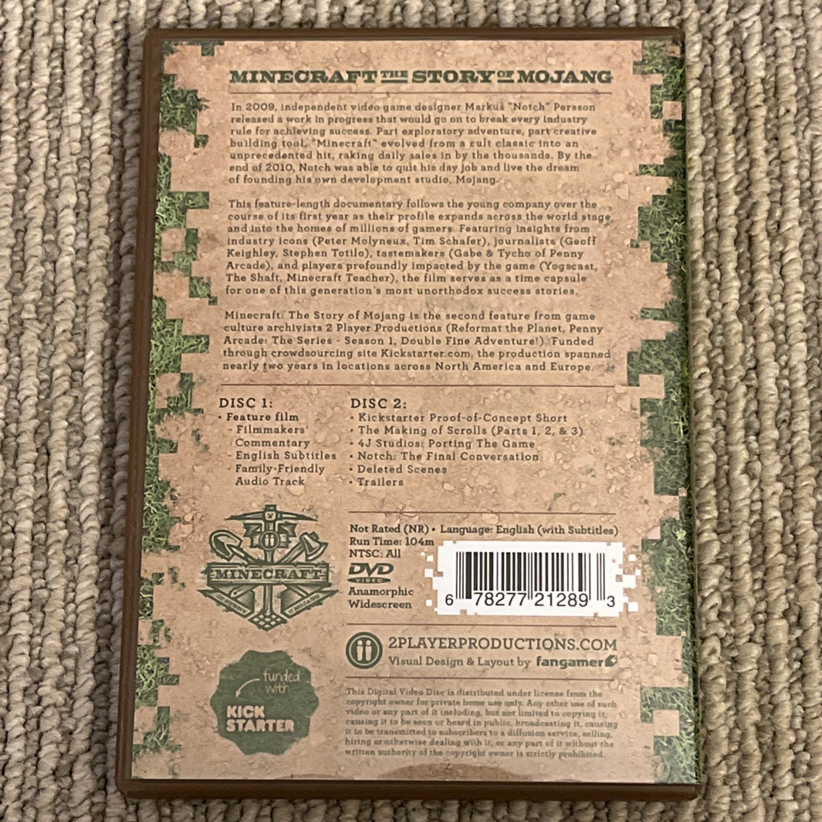 MINECRAFT – THE STORY OF MOJANG 2-DVD SET with BONUS FEATURES Kickstarter Game