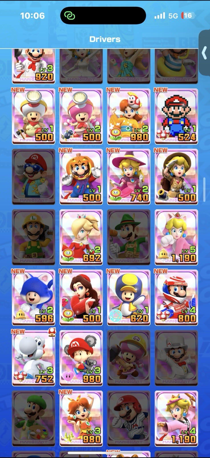 Nintendo Mario Kart Tour Account Android iOS 131 Drivers 125 Karts 85 Gliders