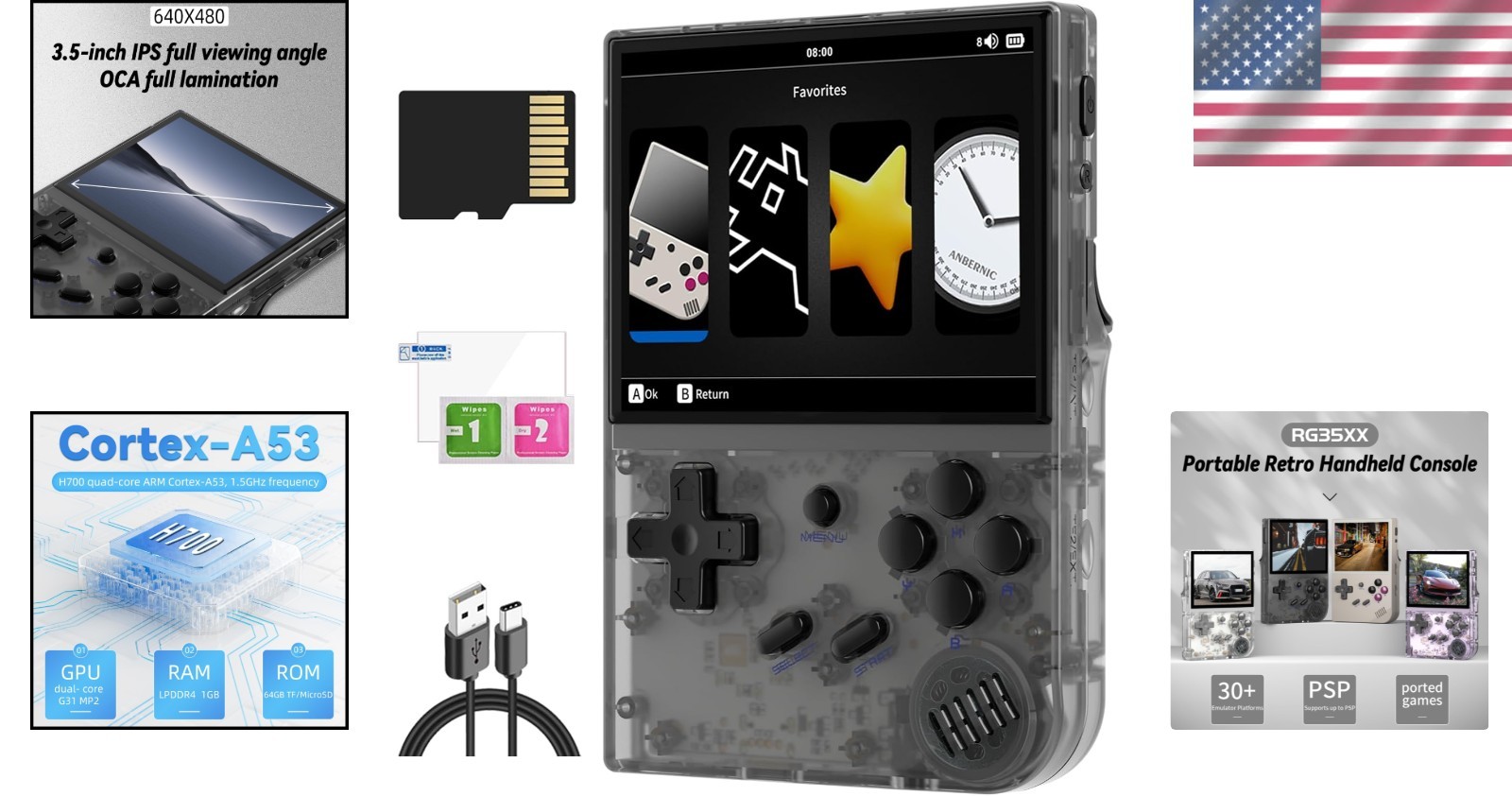 Anbernic RG35XX Retro Console: 3.5-Inch Screen, 5500 Games & Long Battery Life