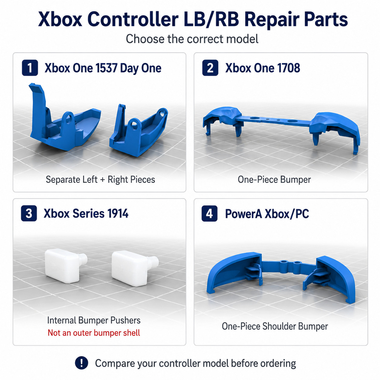 Xbox Controller LB RB Bumper Repair Set Series X S One 1537 1708 1914 PowerA