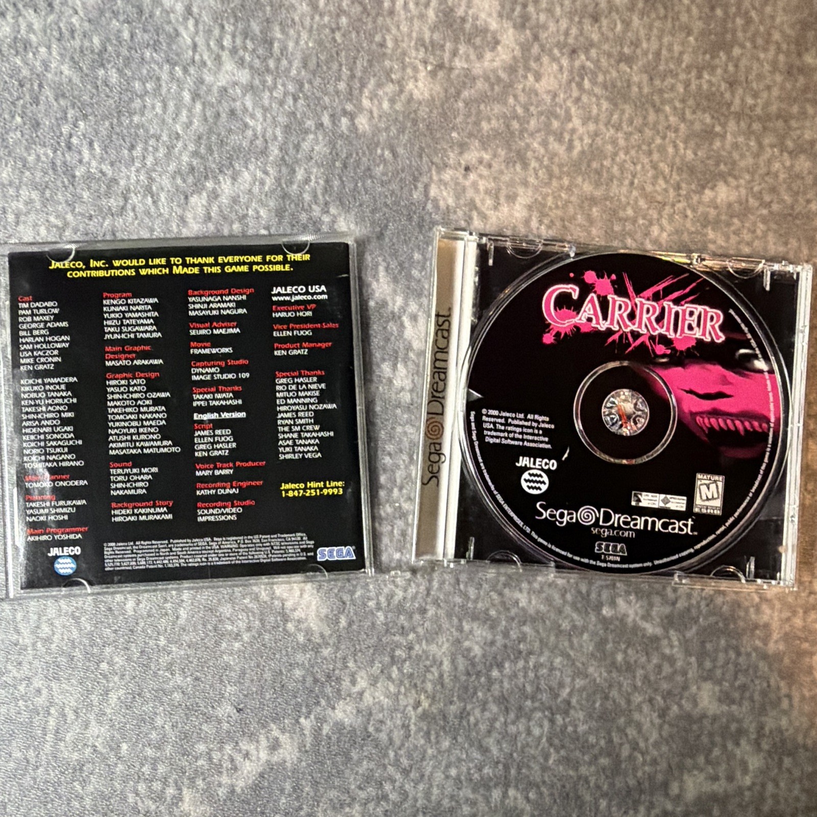 Jaleco Carrier Sega Dreamcast Survival Horror Manual M Rated NTSC-U/C