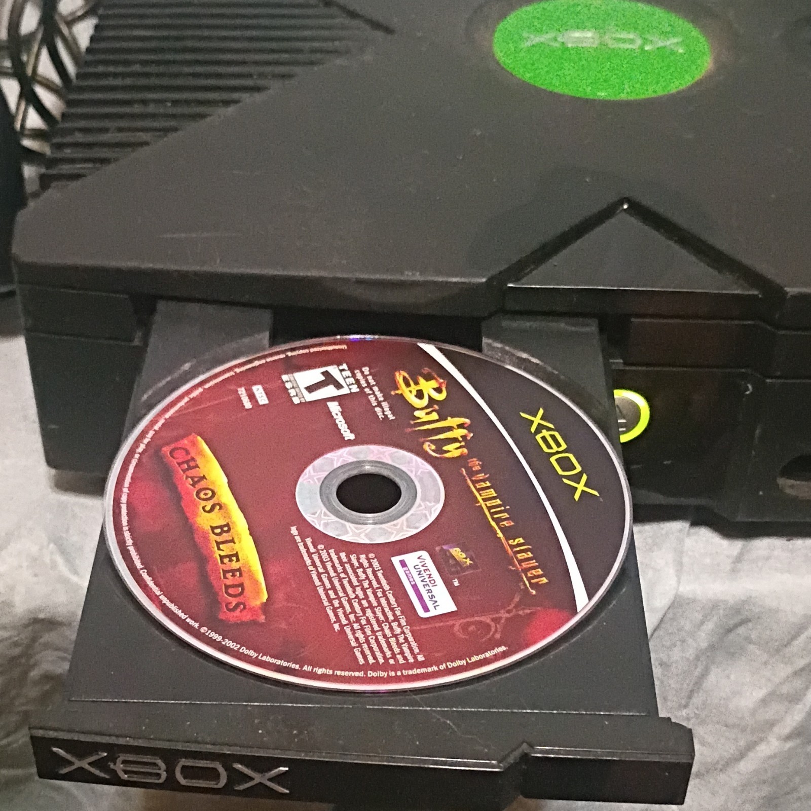 Microsoft Xbox Console Black 2002 Blu-Ray Compatible 2 Controllers Buffy Game