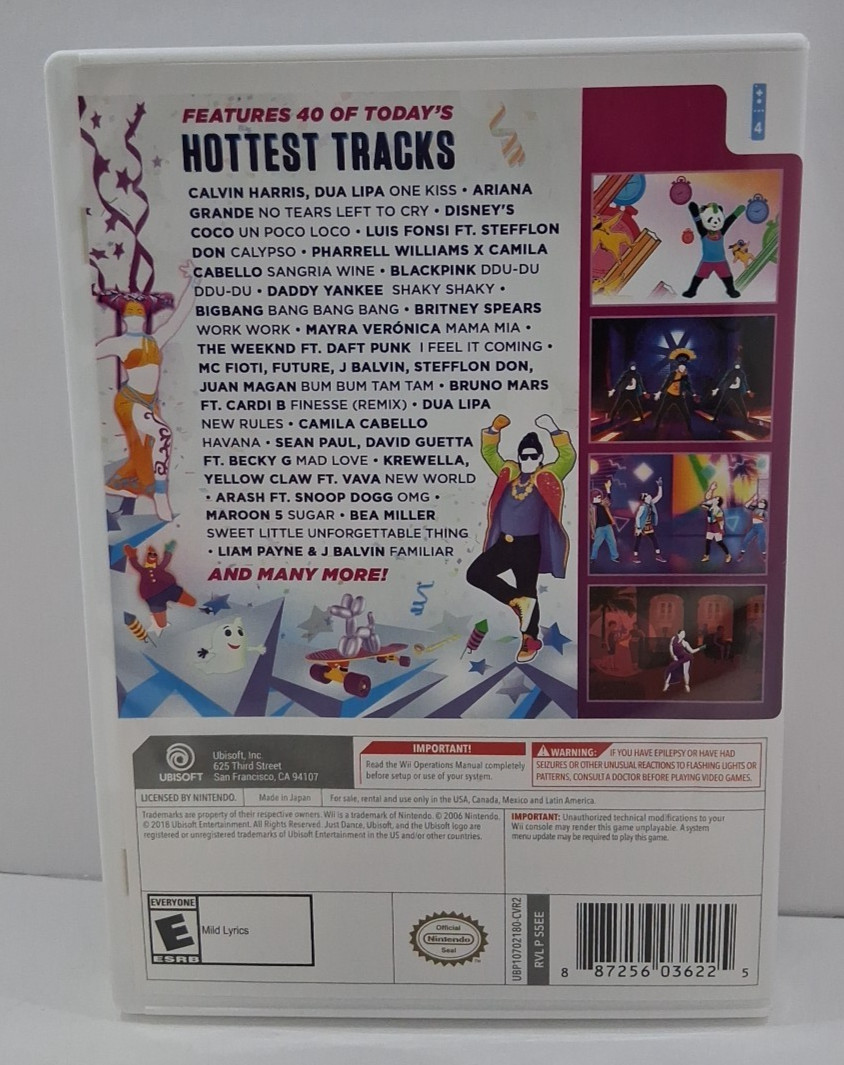 Nintendo Wii Just Dance 2019 Complete Game Case & Insert, Tested & Working