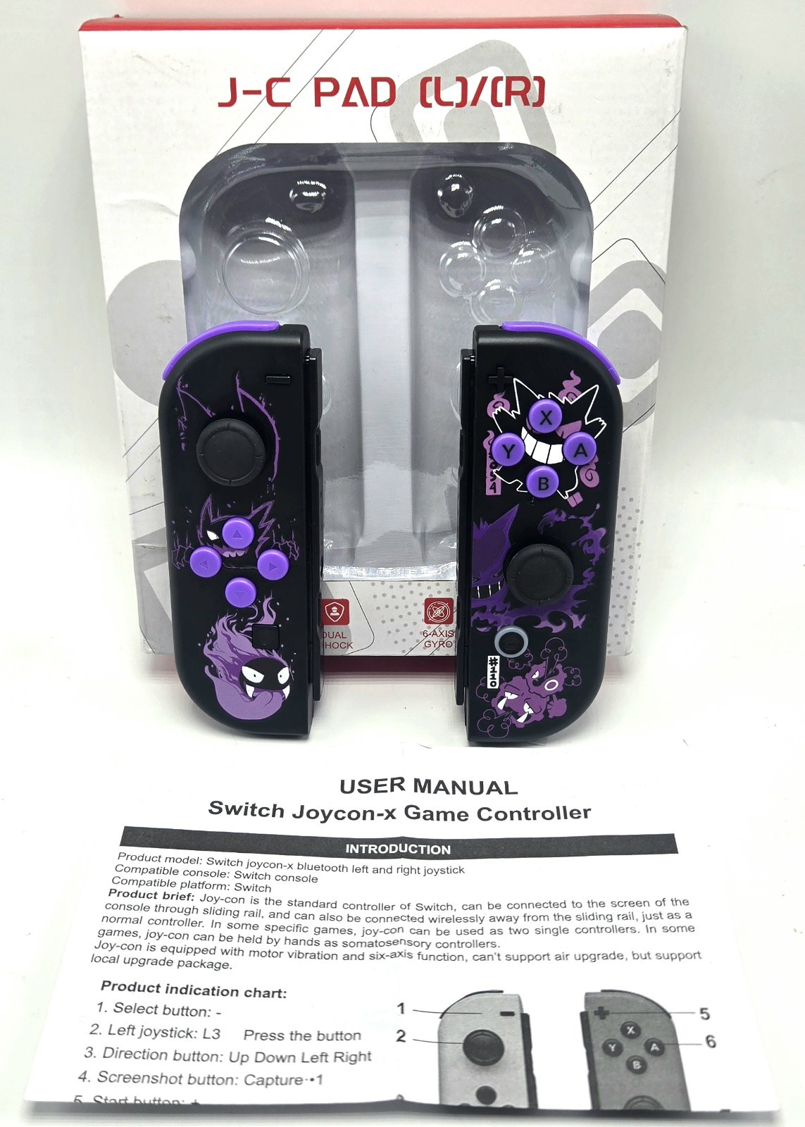 Unbranded J-C Pad For N- Swtch 1, Left And Right Joy Con-X. Purple & Black New