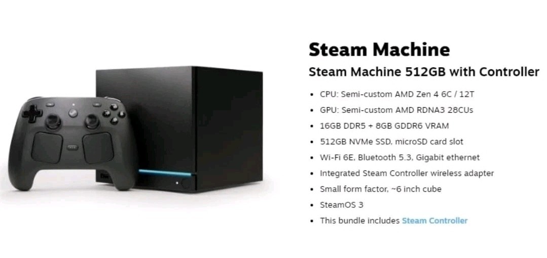 Steam Machine 512GB WITH Controller Valve PC Confirmed Preorder Ships By 7/10