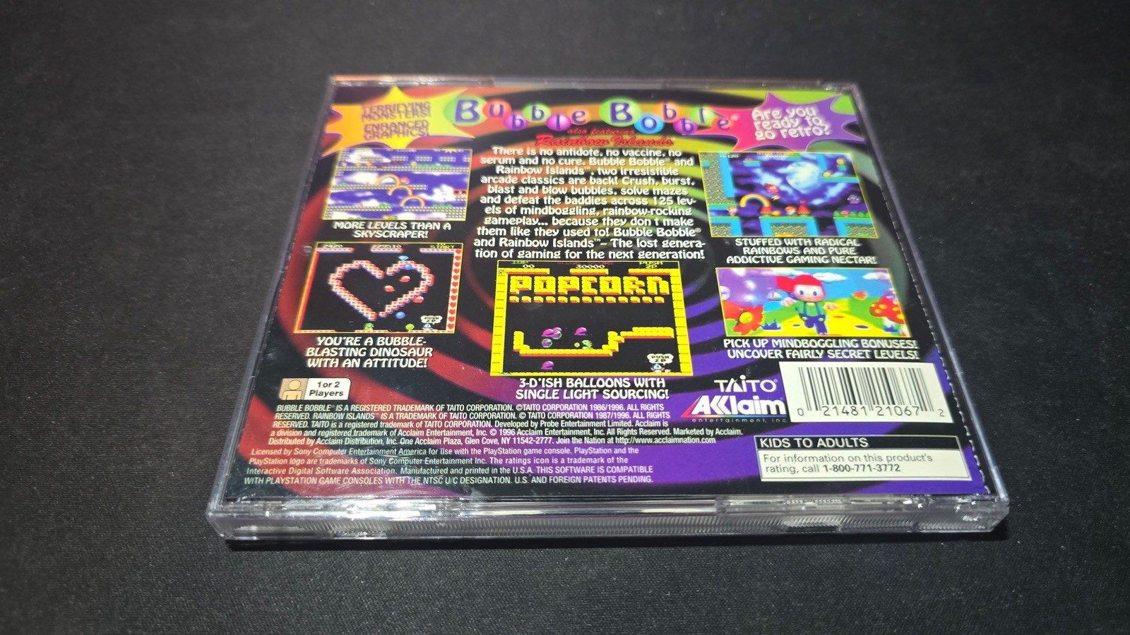Bubble Bobble also featuring Rainbow Islands Sony PS1 MINT disc CB Read+reg-!