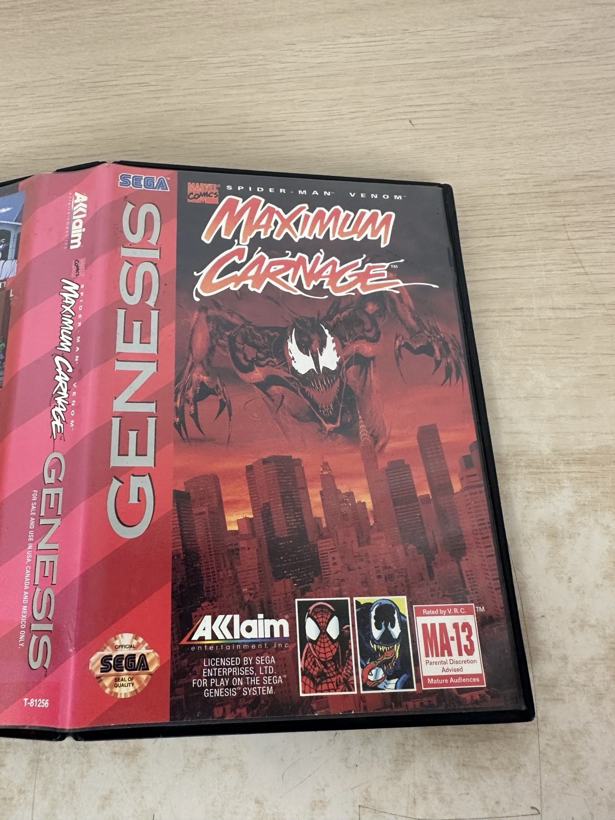 Spider-Man and Venom: Maximum Carnage (Sega Genesis, 1994) – Game & Box – WORKS!