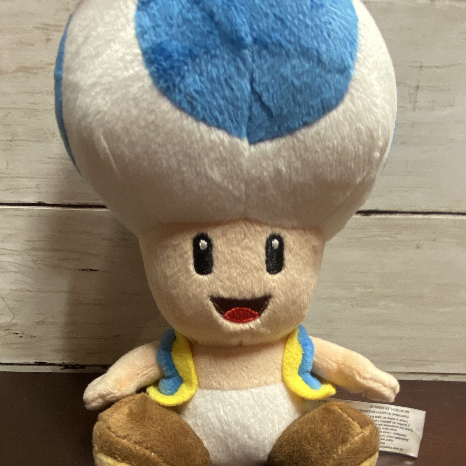 Nintendo Super Mario Bros. Toad Plush Doll Blue Mushroom w/ Hanging Loop NEW