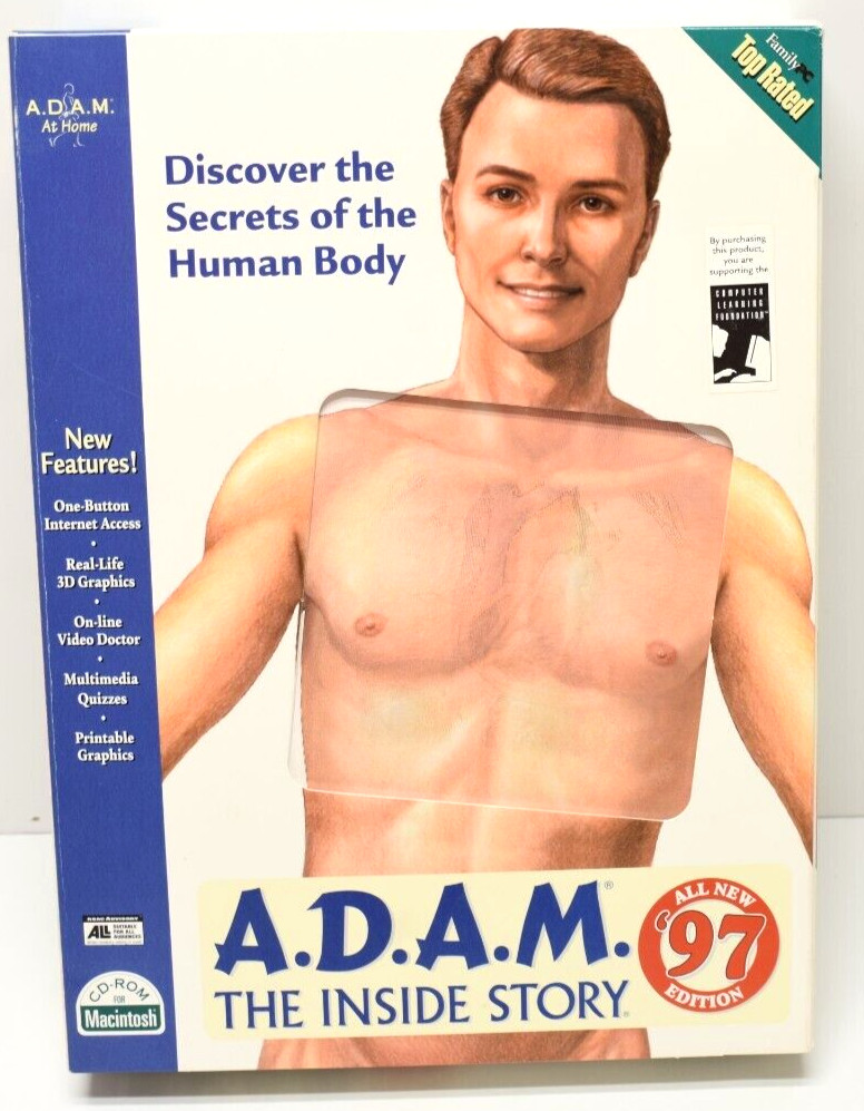 A.D.A.M. The Inside Story 1996 Anatomy Medical Instructional CD-ROM Mac Big Box