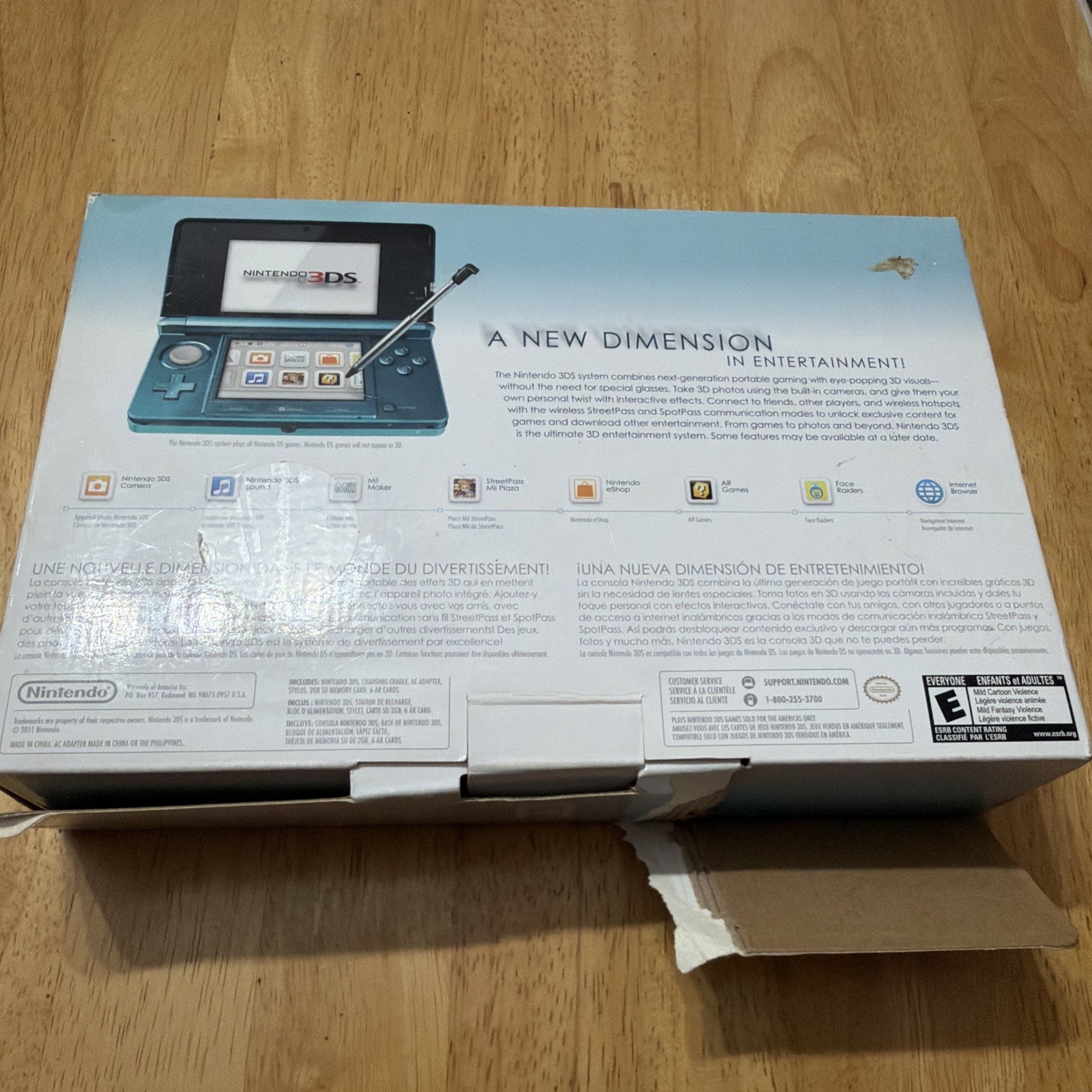 Nintendo 3DS Handheld System – Aqua Blue W/box, Manuals, And Charger.