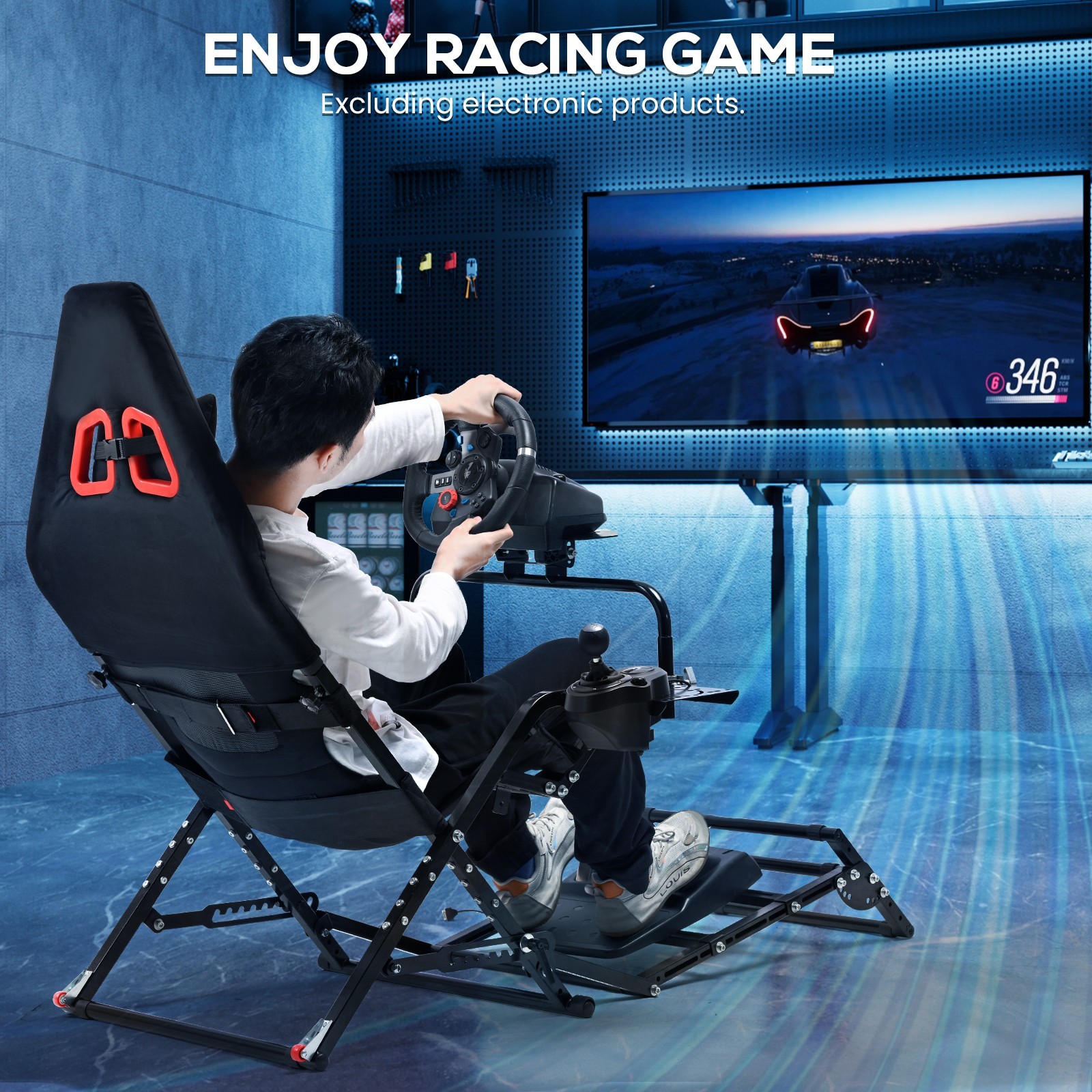 Minneer Foldable Racing Simulator Cockpit Fit Logitech G29G923 Moza Thrustmaster