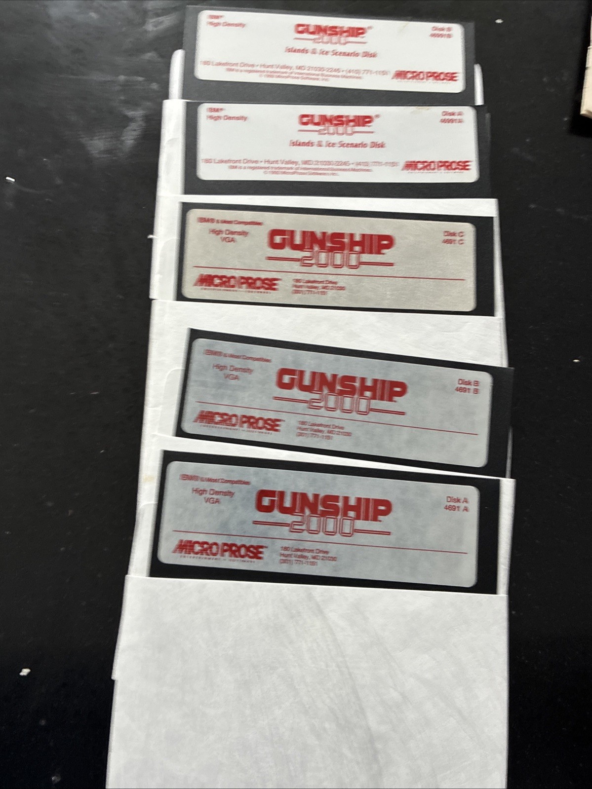 Gunship 2000 Micro Prose PC Five 5.25″ Disks & Printed Manuals In Original Box