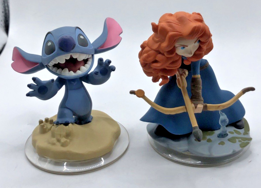 DISNEY INFINITY 2.0 Merida & Stitch Gaming Figure, Cake Topper Lot of 2
