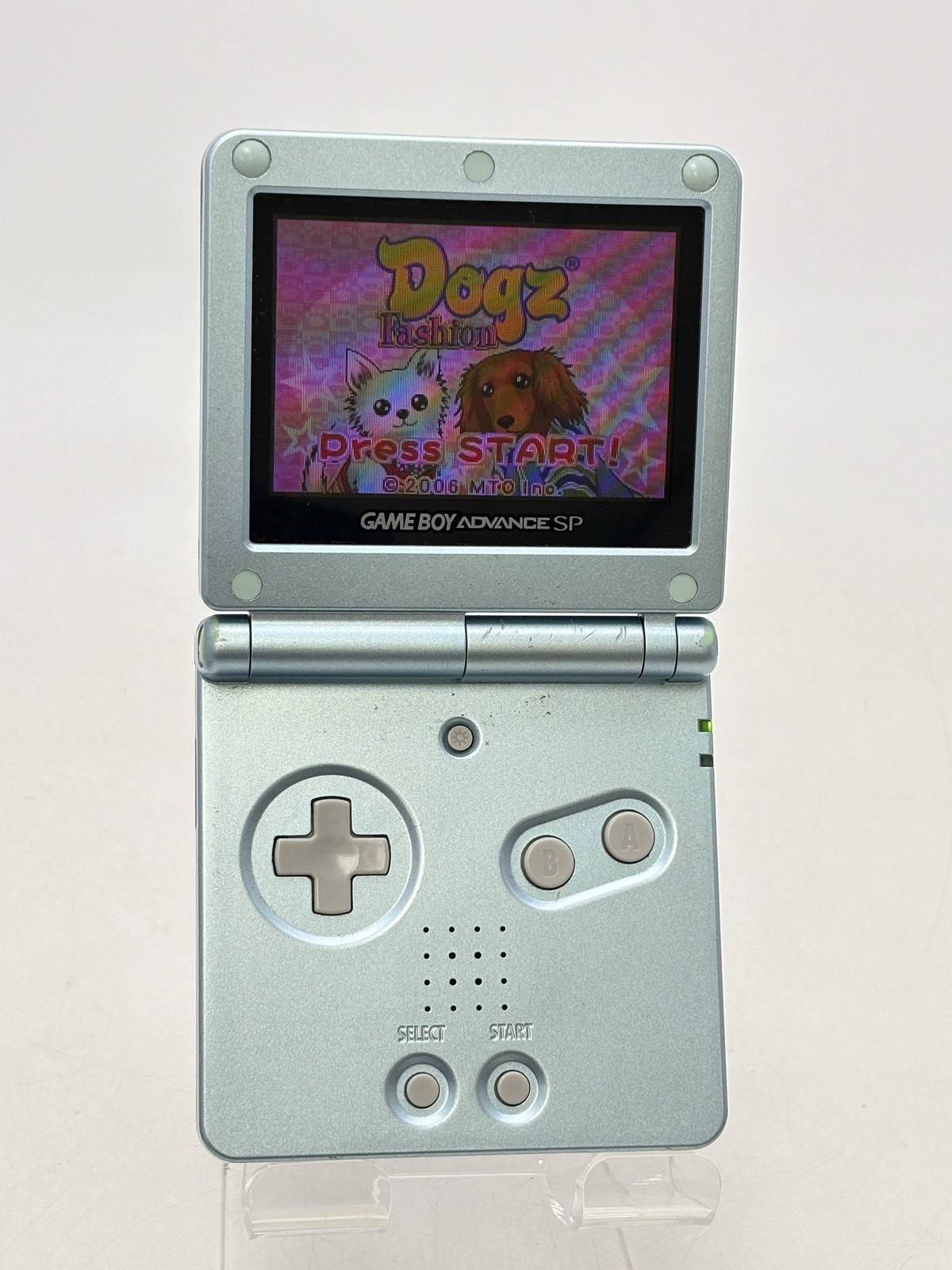 Nintendo Game Boy Advance SP AGS-101 Pearl Blue w/ Charger & Game Cartridge