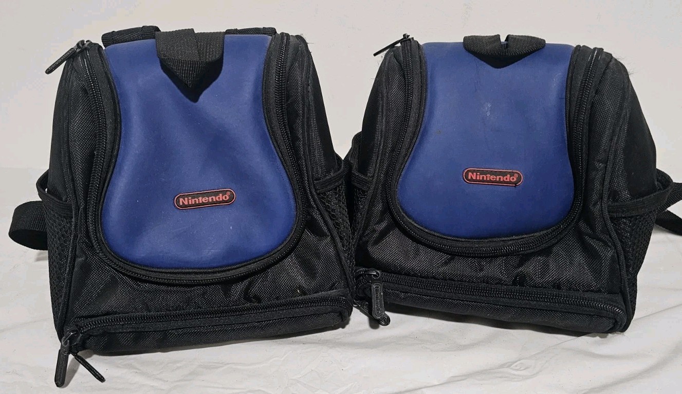 Vintage Official Nintendo Console Backpack Carrying Case Blue Black Travel Bag