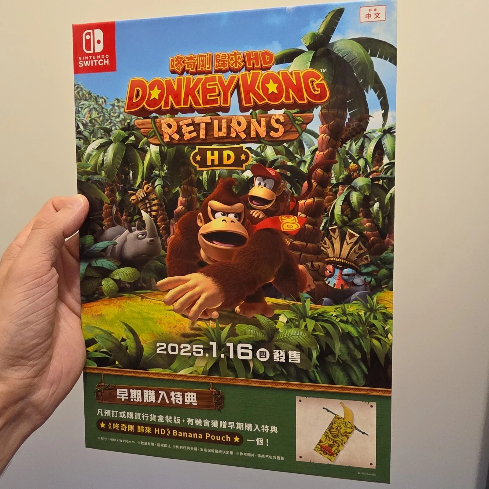 Donkey Kong Returns HD Original Switch Standee Counter top display w Promo item
