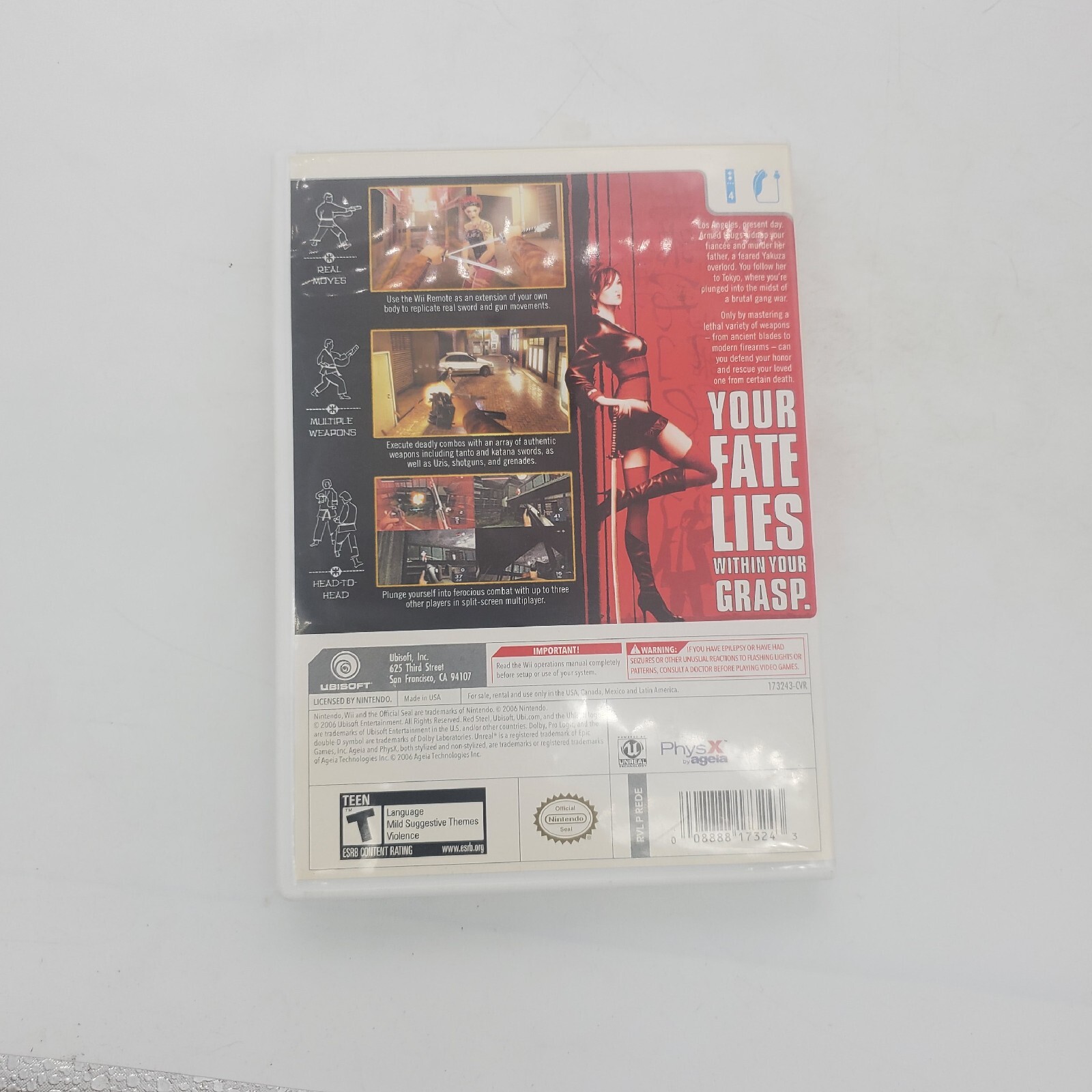 Red Steel Nintendo Wii Ubisoft First Person Shooter And Sword Fighting No Manual