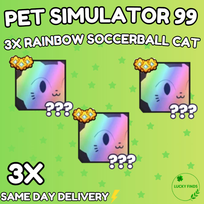 🔥💎3X Rainbow Soccerball Cat (PS99) 🔥PET SIMULATOR 99 – CHEAPEST!⚡💸