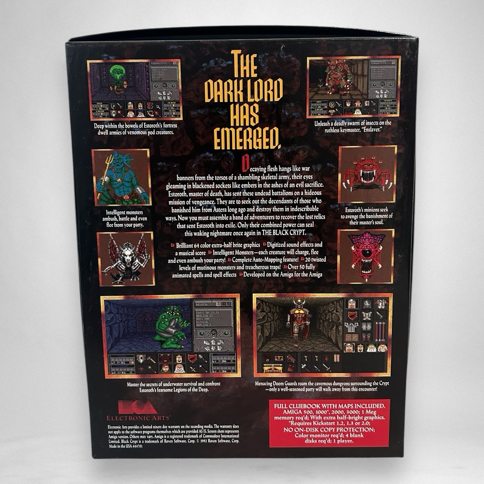 Black Crypt Commodore Amiga Big Box Game Complete CIB 3.5″ Floppy
