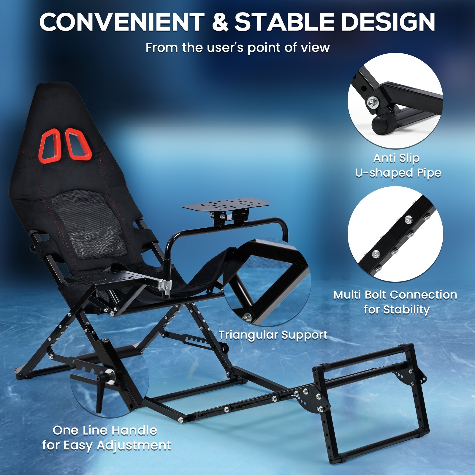 Minneer Foldable Racing Simulator Cockpit Fit Logitech G29G923 Moza Thrustmaster