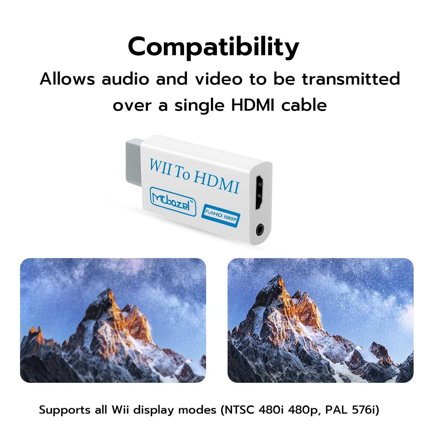 Wii to HDMI Adapter Converter 1080P with 1.5m Cable for Wii Video Audio