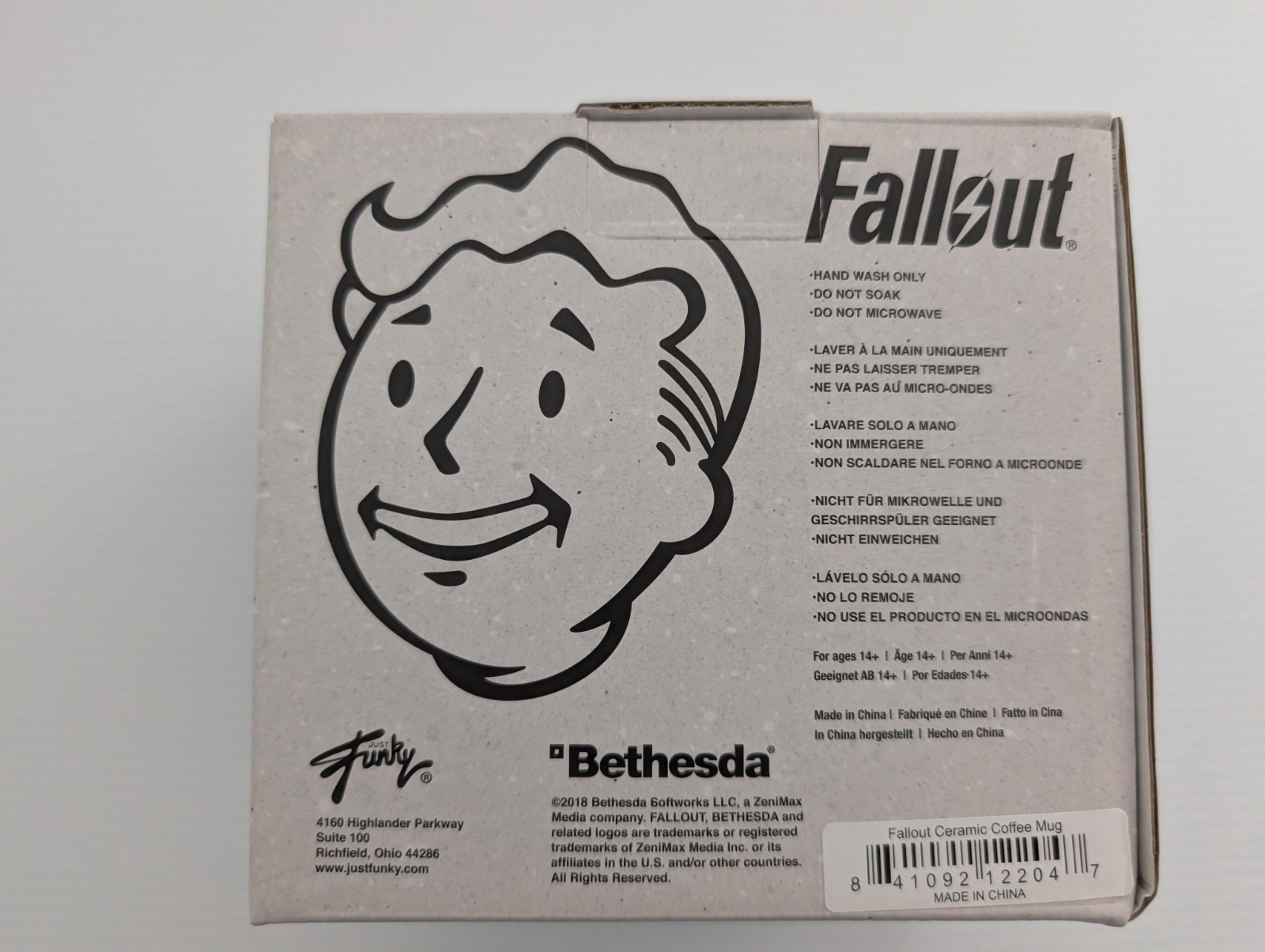 Fallout 76 Vault Boy Coffee Mug 16oz Black Ceramic Bethesda Gaming Cup w/ Box