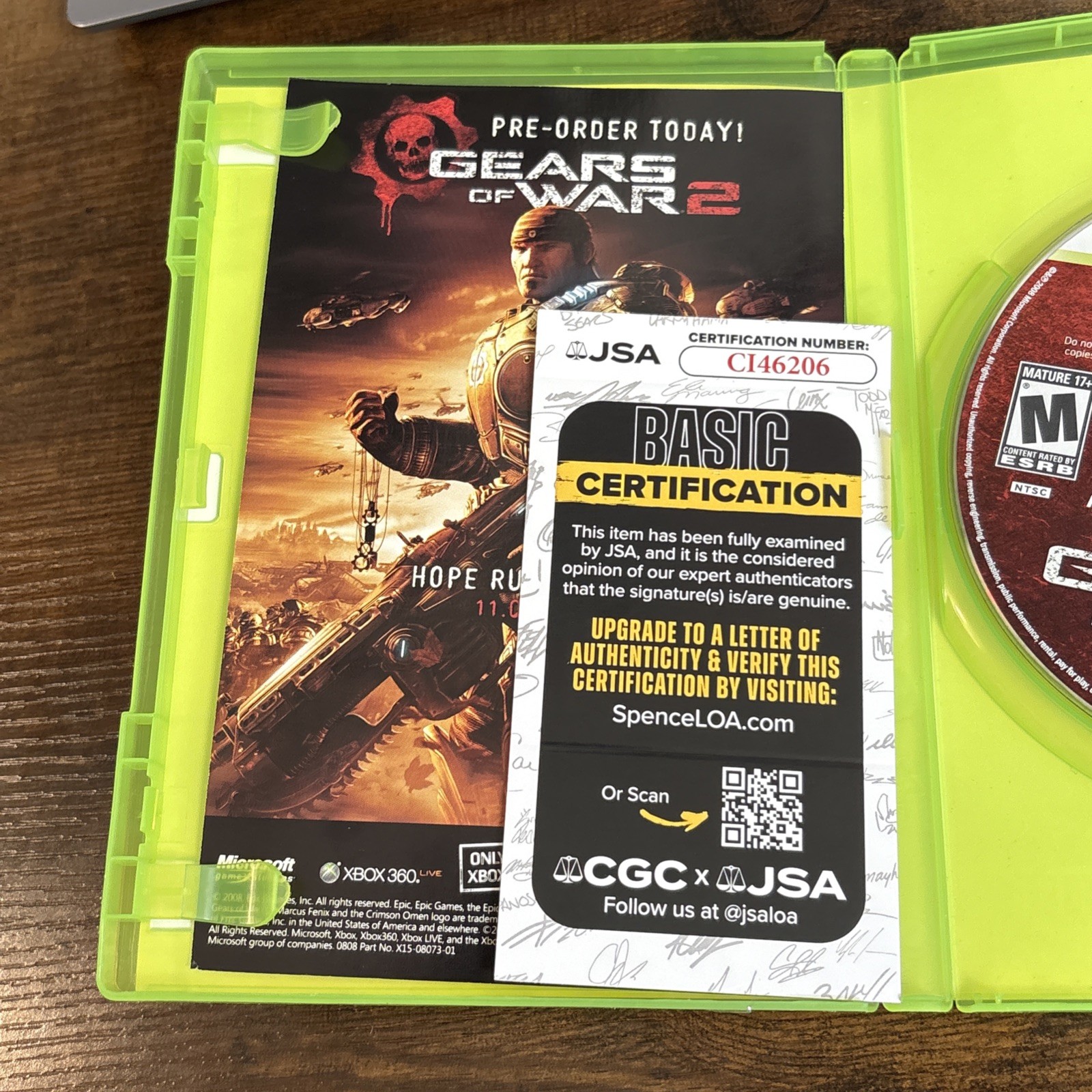 Gears of War 2 Signed Video Game John DiMaggio MARCUS FENIX JSA Xbox 360