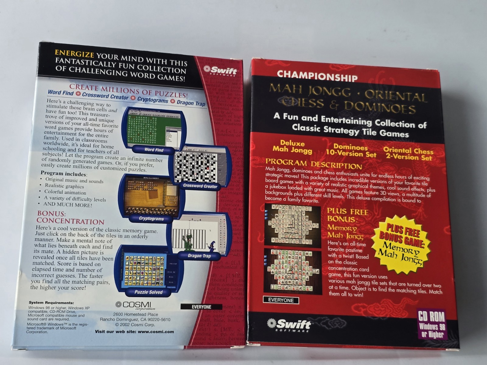 Swift Software PC Game Lot Worlds Best Word Games Mah Jongg Chess Vintage CD-ROM