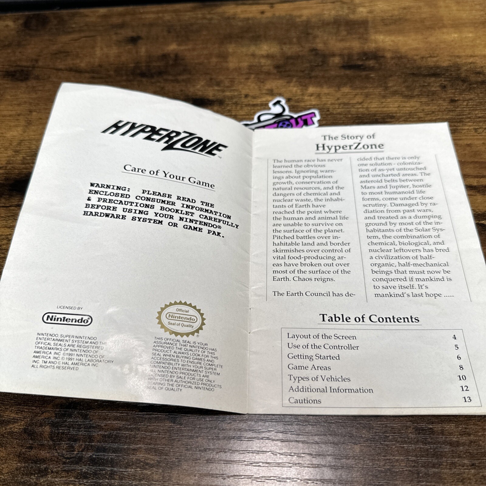 Hyperzone – (Super Nintendo) SNES Manual instruction booklet only⭐
