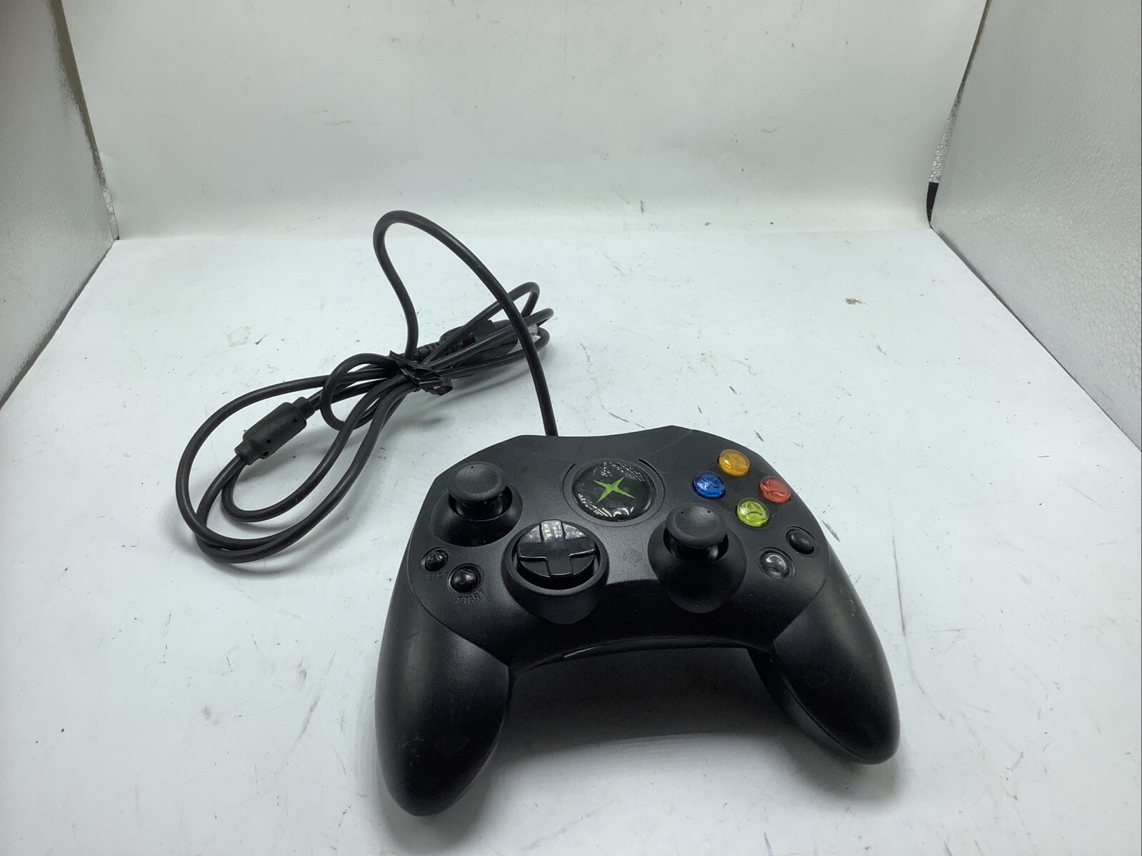 Microsoft Xbox Controller S X08-69873 Black TESTED NO BREAKAWAY CABLE -FREE SHIP