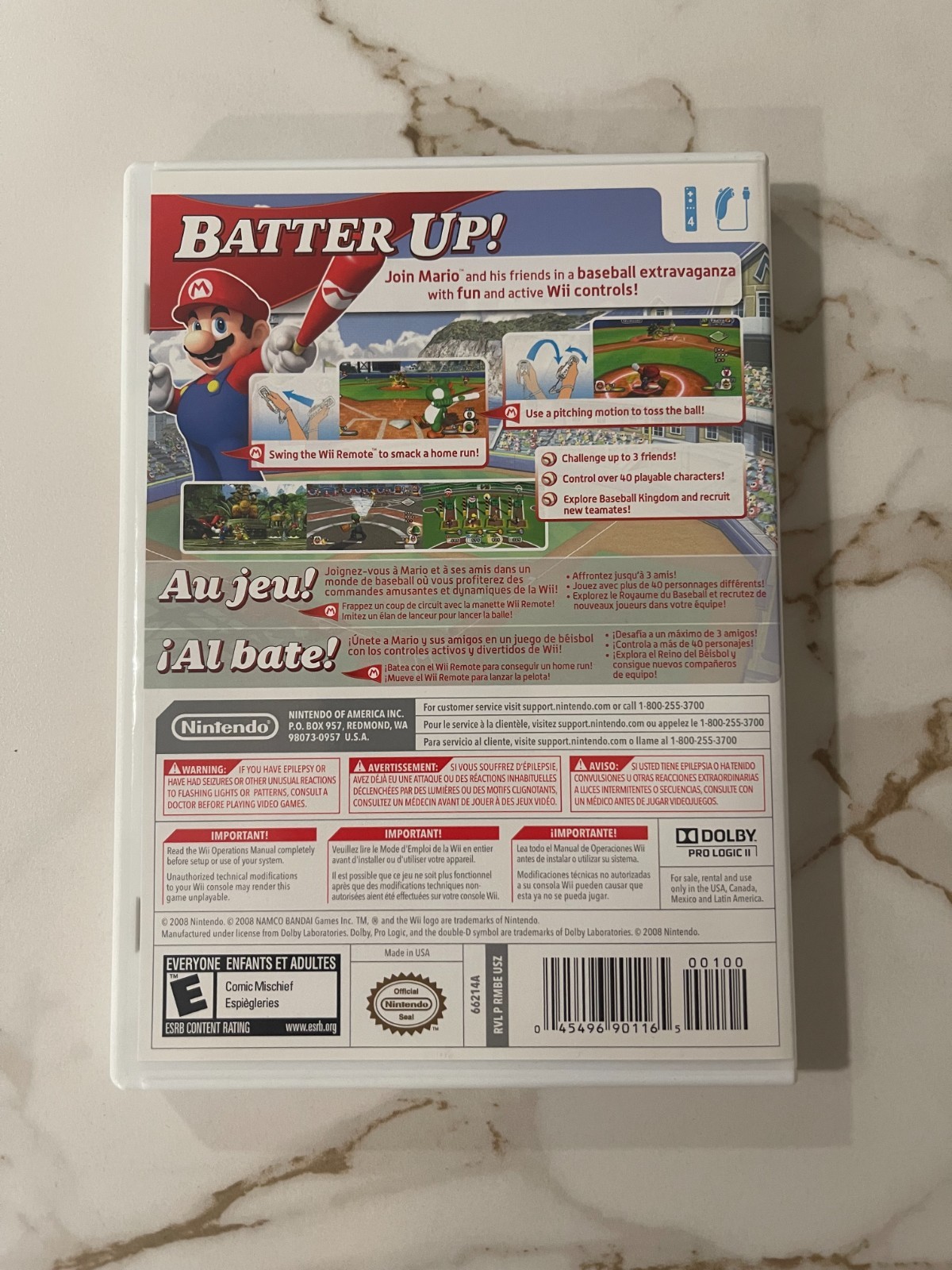 Nintendo Wii Mario Super Sluggers Tested Working With Case & Manual