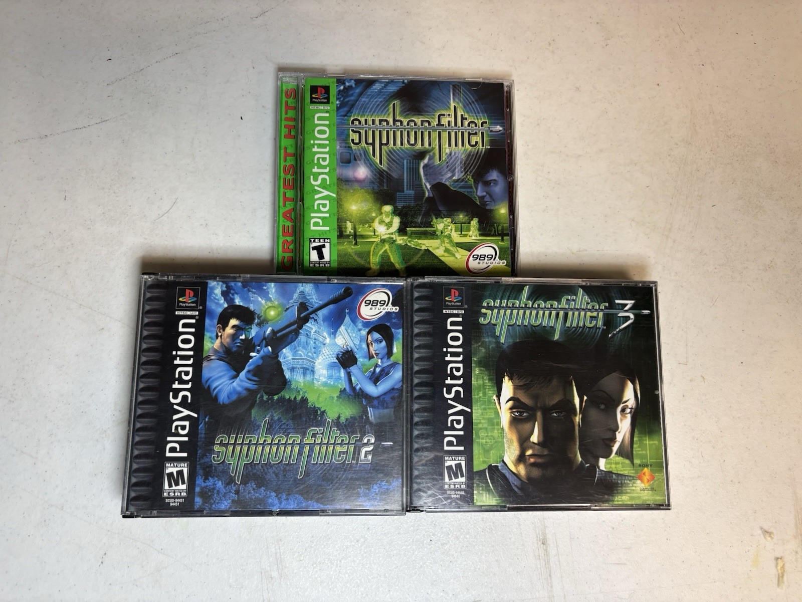 PlayStation Syphon Filter Bundle (1,2,3) PS1 Games CIB Complete in Box TESTED
