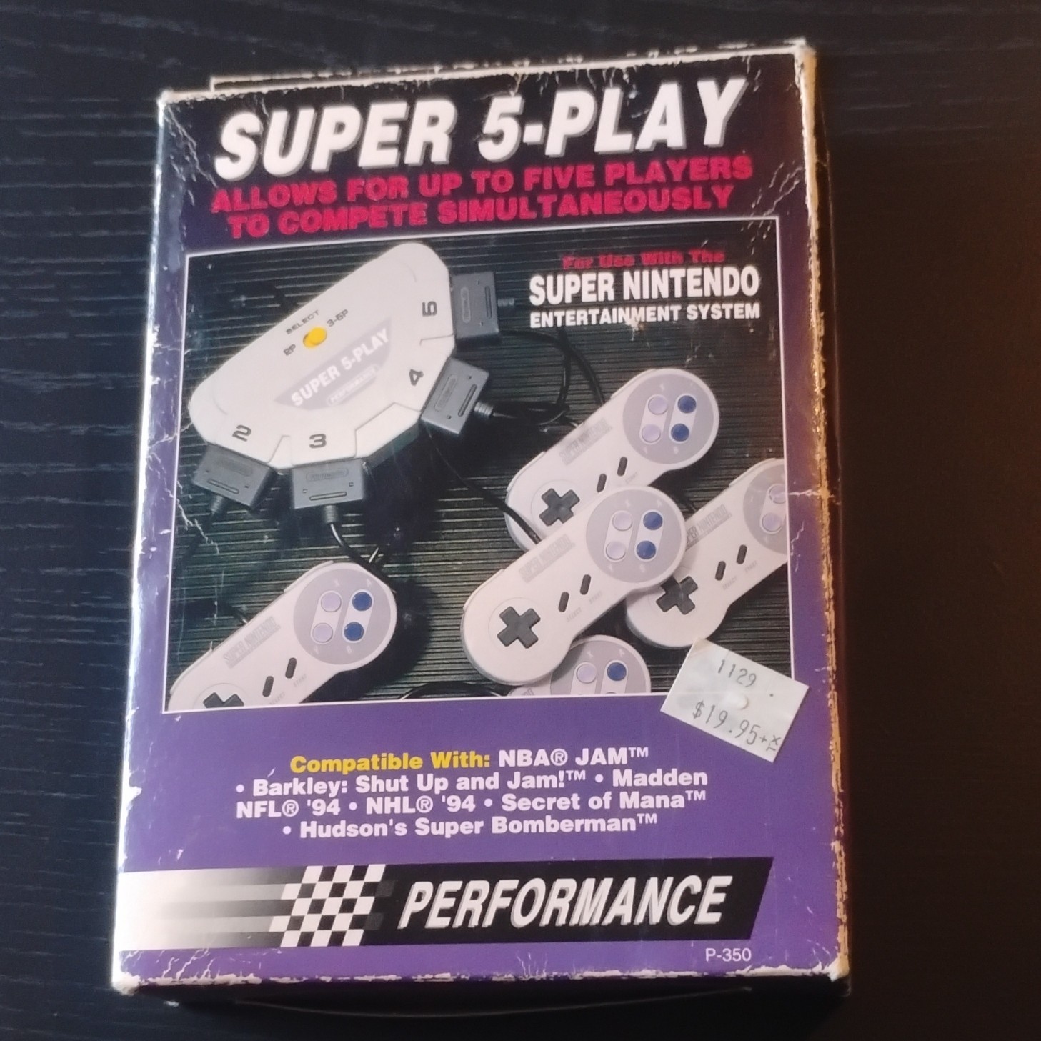 Performance Super 5-Play Multitap Adapter/Accessory/Attachment for SNES (Tested)