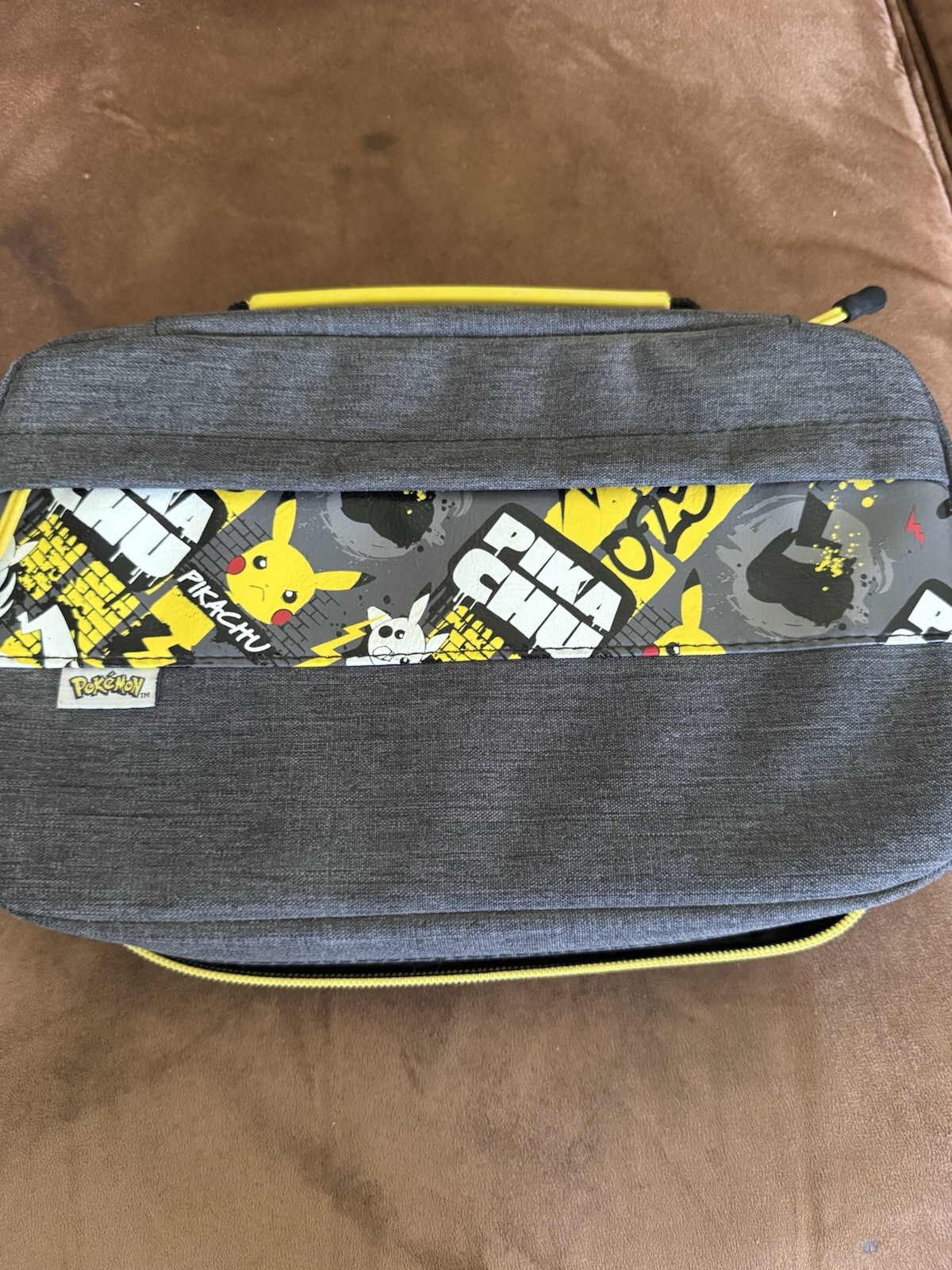 Pokémon Padded Canvas Carrying Case Gray Yellow Black for Nintendo Switch