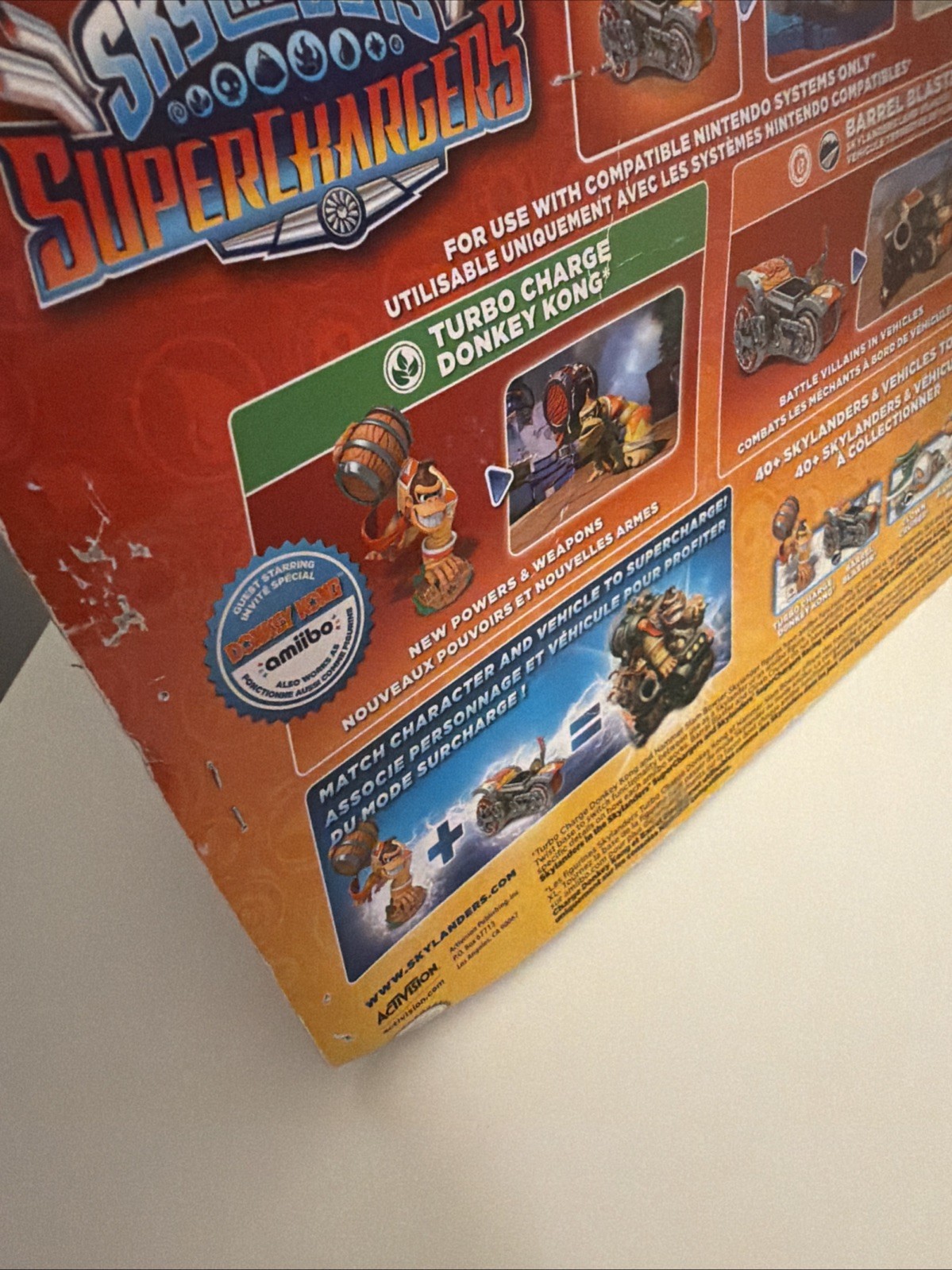 Skylanders Superchargers Turbo Charge Donkey Kong Amiibo Barrel Blaster Box DMG