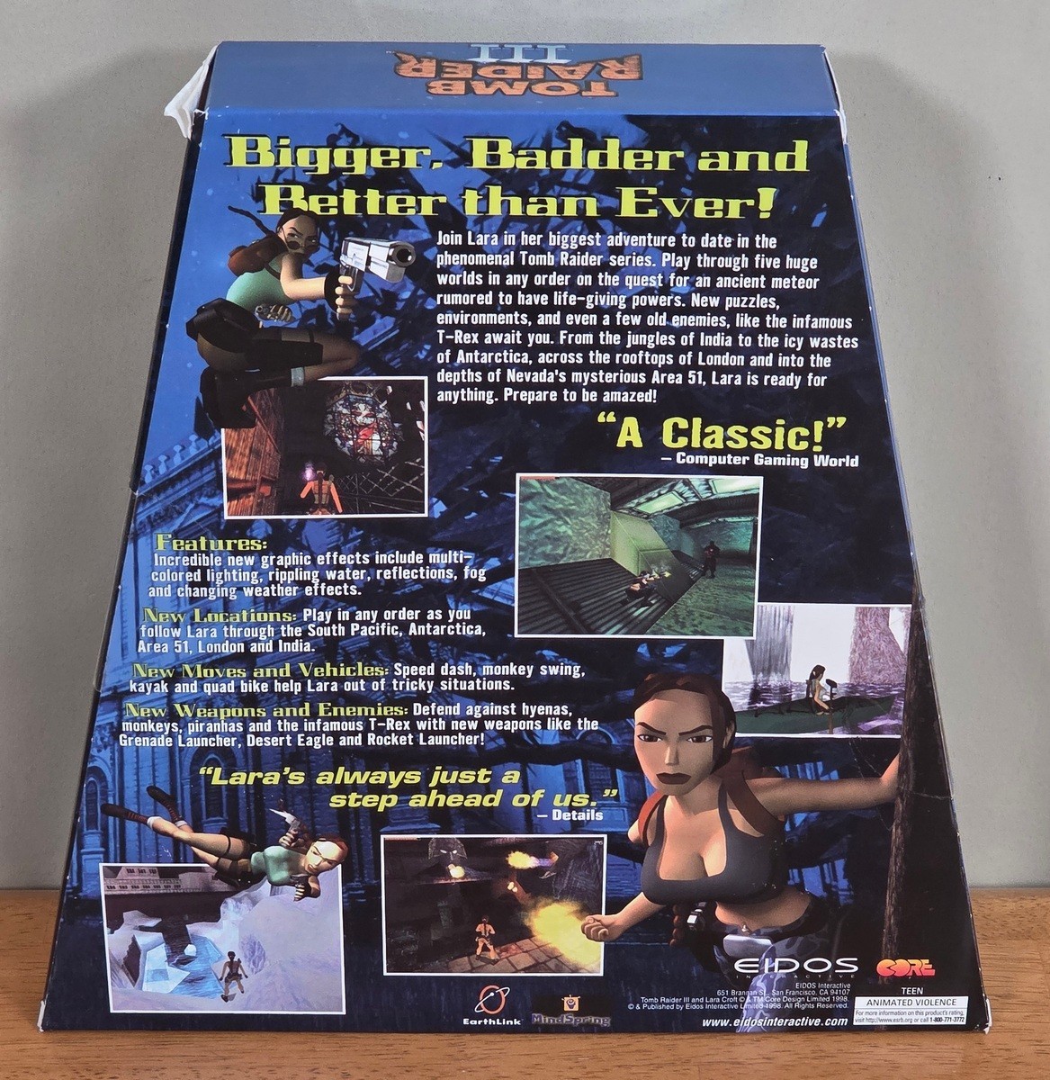 New Sealed Tomb Raider III Adventures Lara Croft EIDOS Trapezoid PC Big Box Game