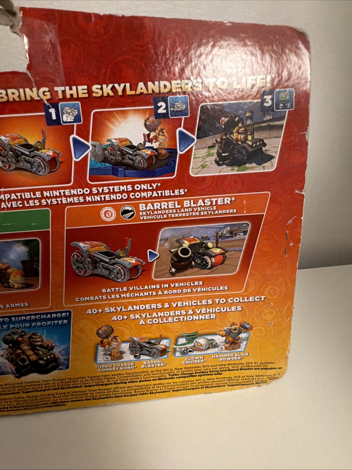 Skylanders Superchargers Turbo Charge Donkey Kong Amiibo Barrel Blaster Box DMG