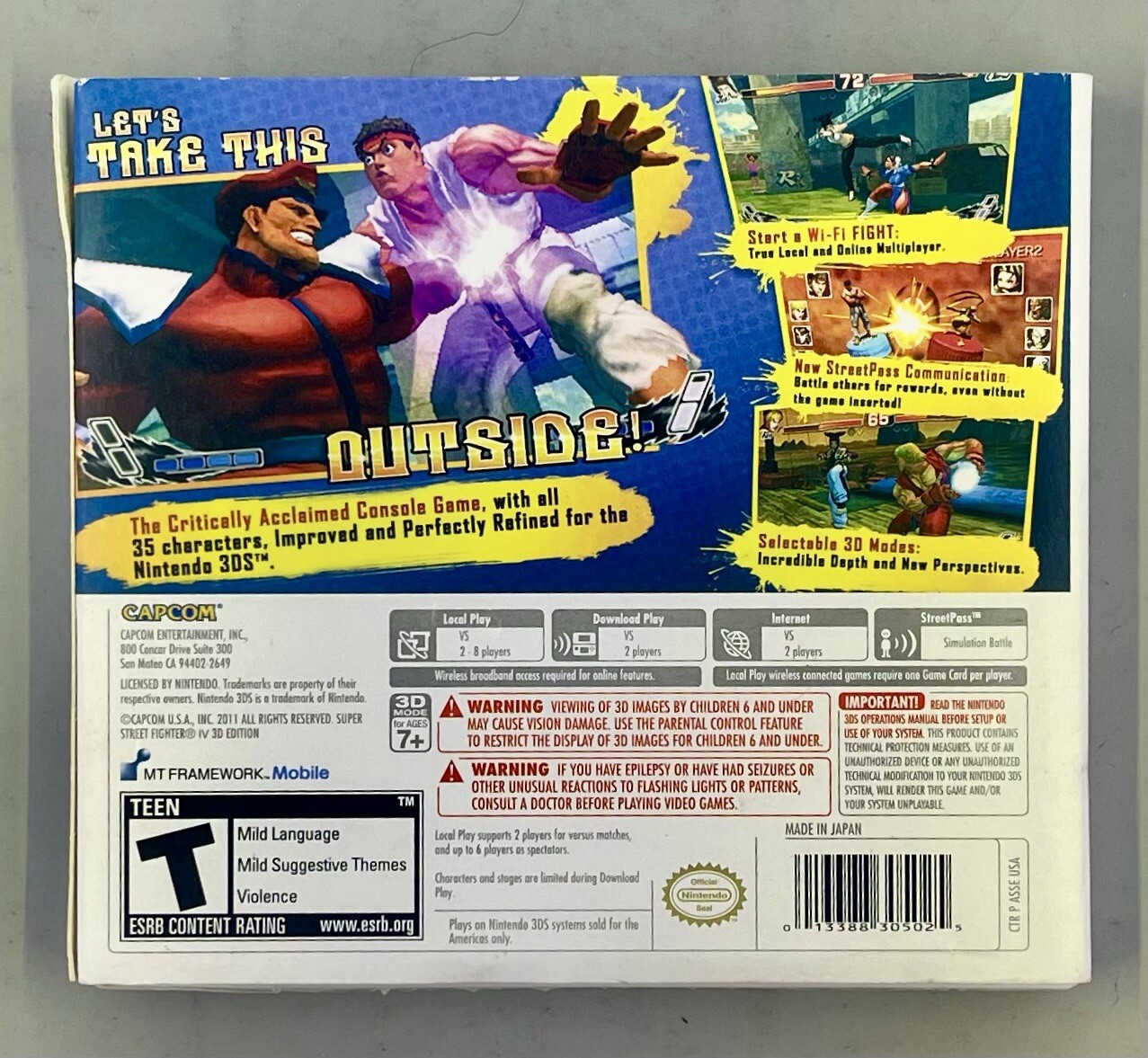 Super Street Fighter IV 3D Edition Nintendo 3DS 1st Print Lenticular Slipcover