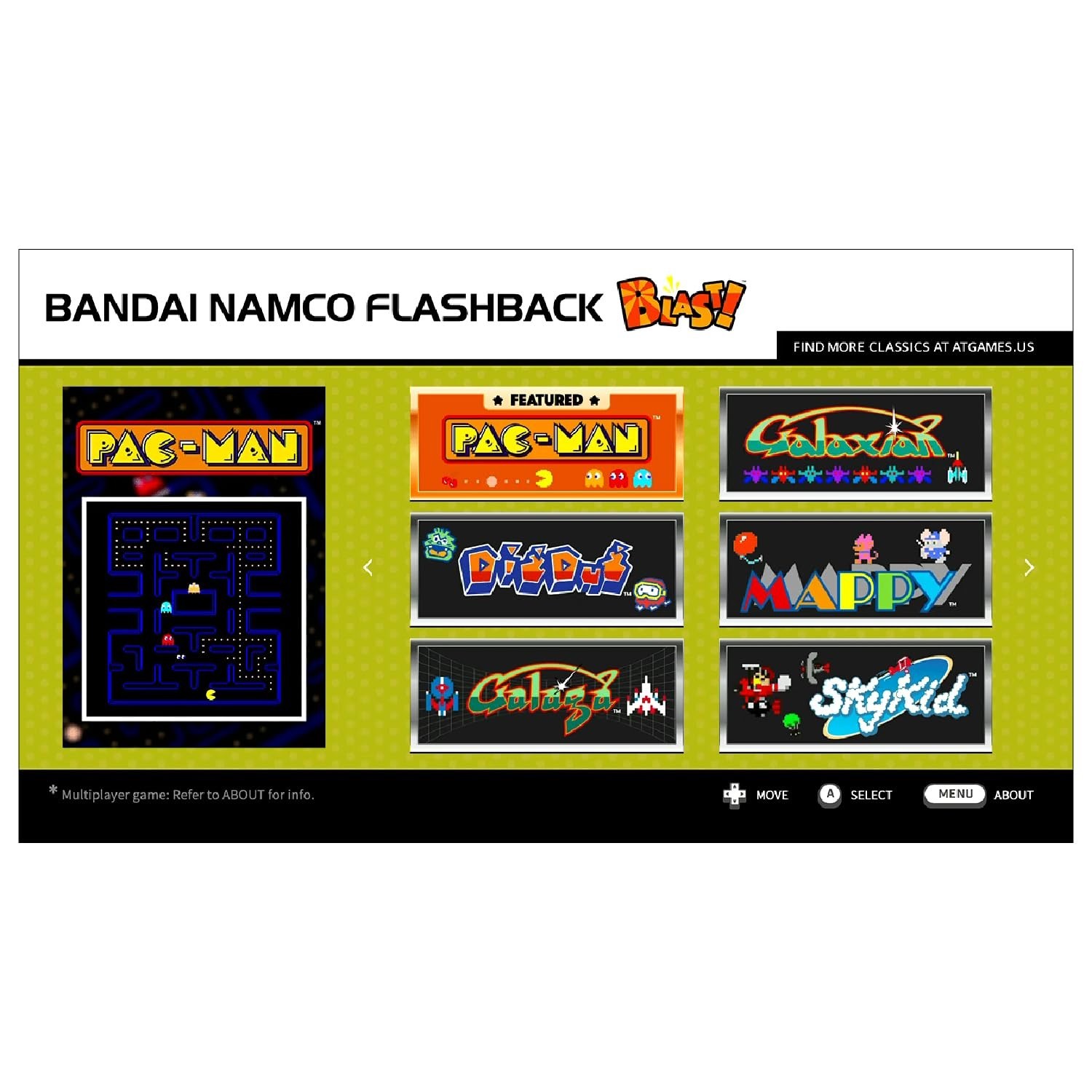 Bandai Namco Flashback Blast! Retro Console with 8 Classic Games & Remote