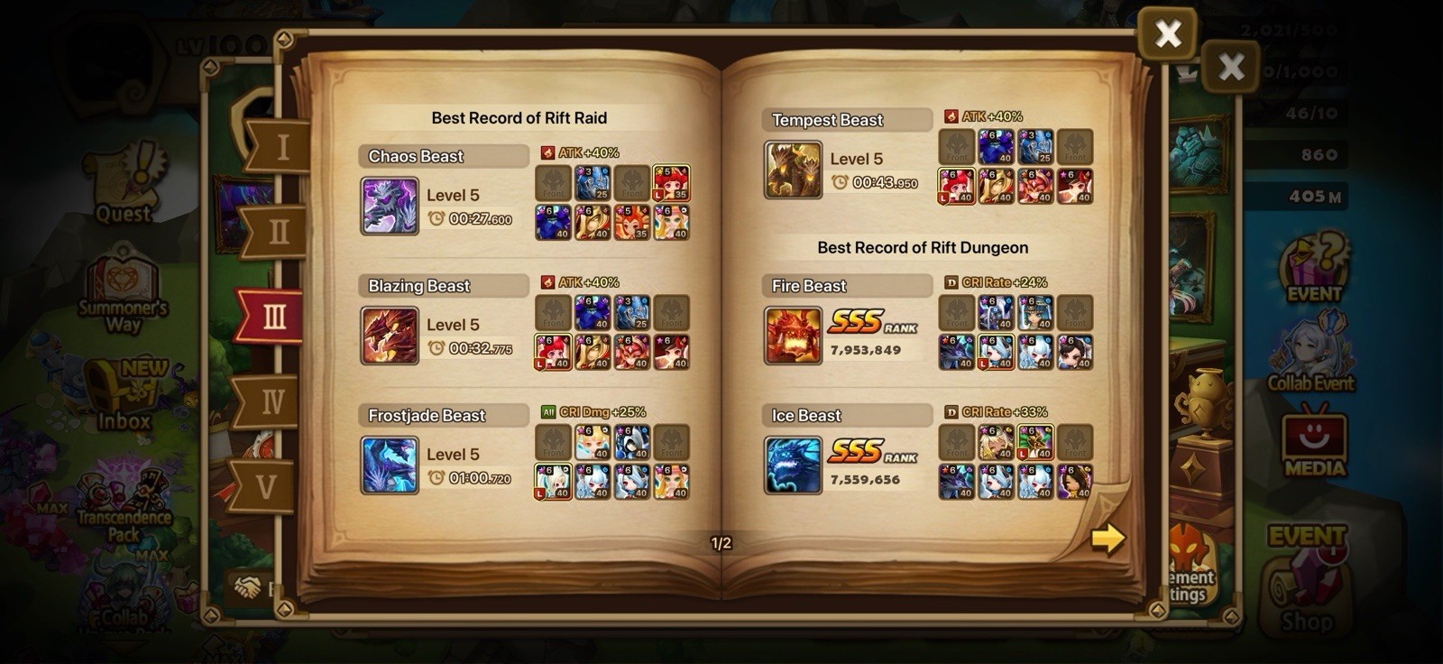 SUMMONERS WAR ENDGAME LD5X6 PONTOSX2 BIRGITTA, NARAHA, TIAN LANG, GROGEN