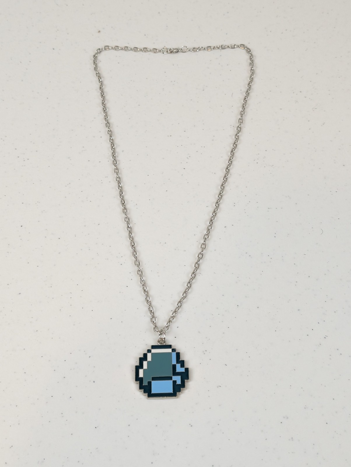 Minecraft Style Diamond Necklace Pixel Pendant Gamer Nerd Jewelry Gift 22″
