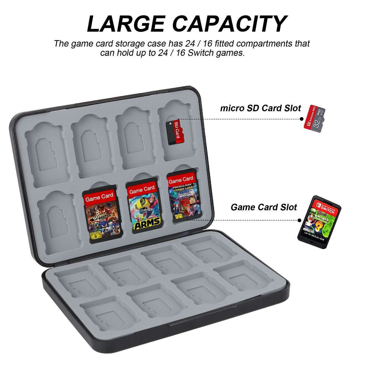 24 In 1 Game Card Case Holder Box Storage Travel Carry Cover For Nintendo Switch
