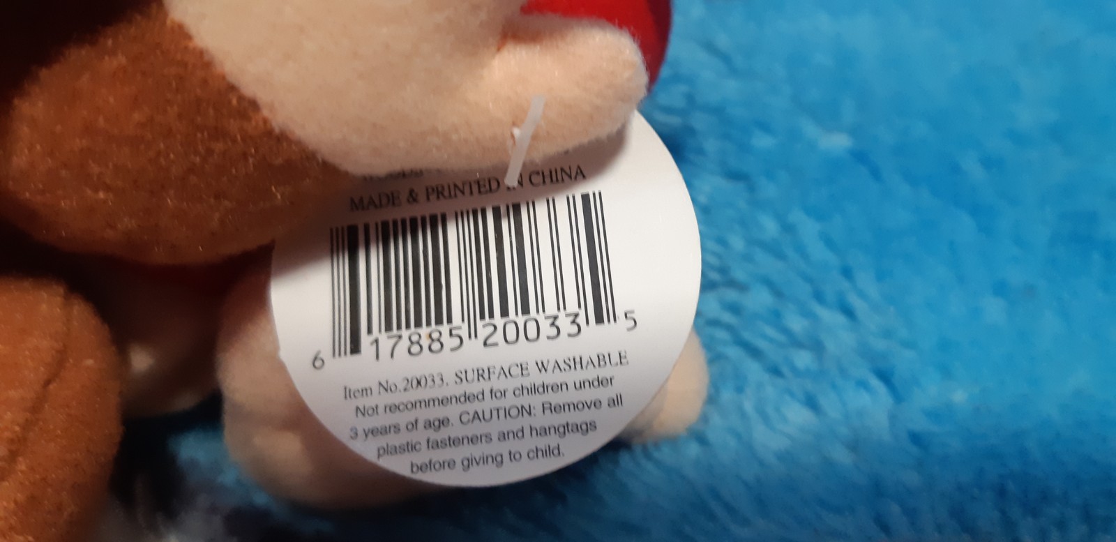Vintage Super Mario Diddy Kong 6” BD&A Bean Bag Plush with Tag Nintendo 64 N64